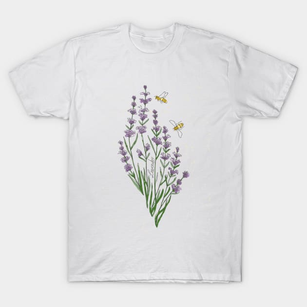 Wildflower Lavender honey bee T-Shirt by DenesAnnaDesign